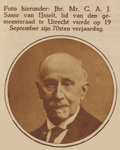 873713 Portret van jhr. mr. C.A.J. Sasse van Ysselt (1861-1942), o.a. lid van de Utrechtse gemeenteraad, die 70 jaar is ...